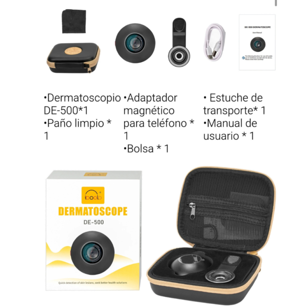1 Dermatoscopia Profesional Digital Polarizado UV GlowUp DE-500™