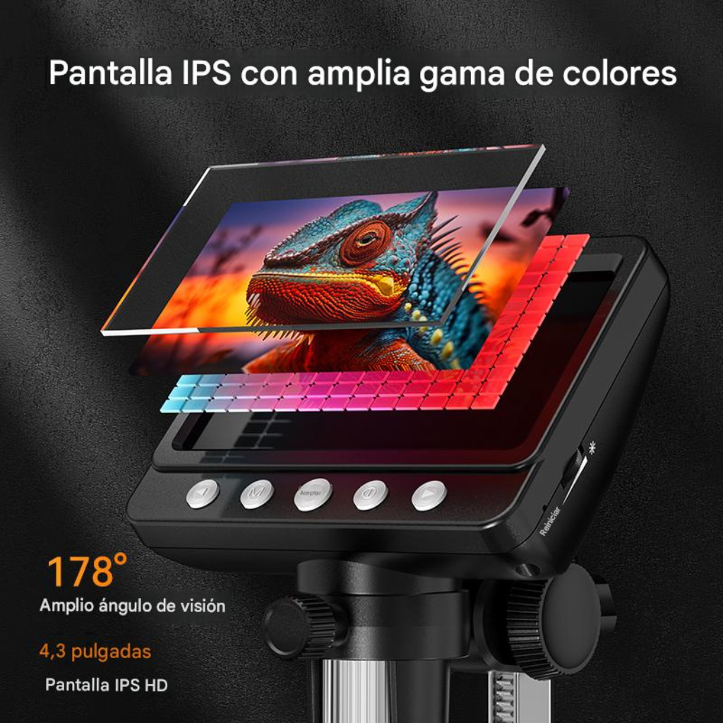 Microscopio Digital 1000X con Pantalla IPS HD™