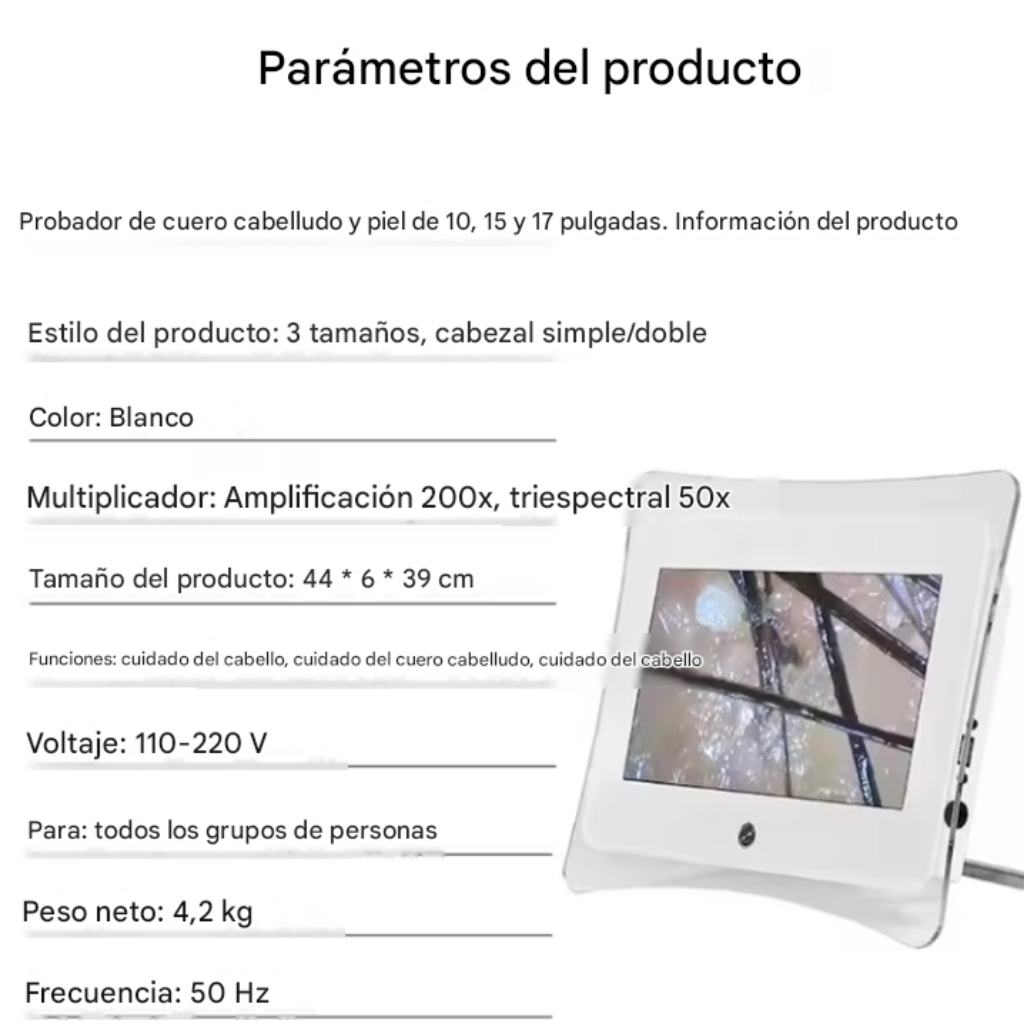 14 Tricoscopio Digital Inteligente Profesional para Análisis Capilar y Cuero Cabelludo MES-152™