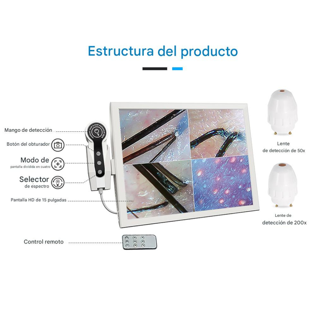 Analizador Profesional de Cabello y Cuero Cabelludo 4 Espectros BD-152A™