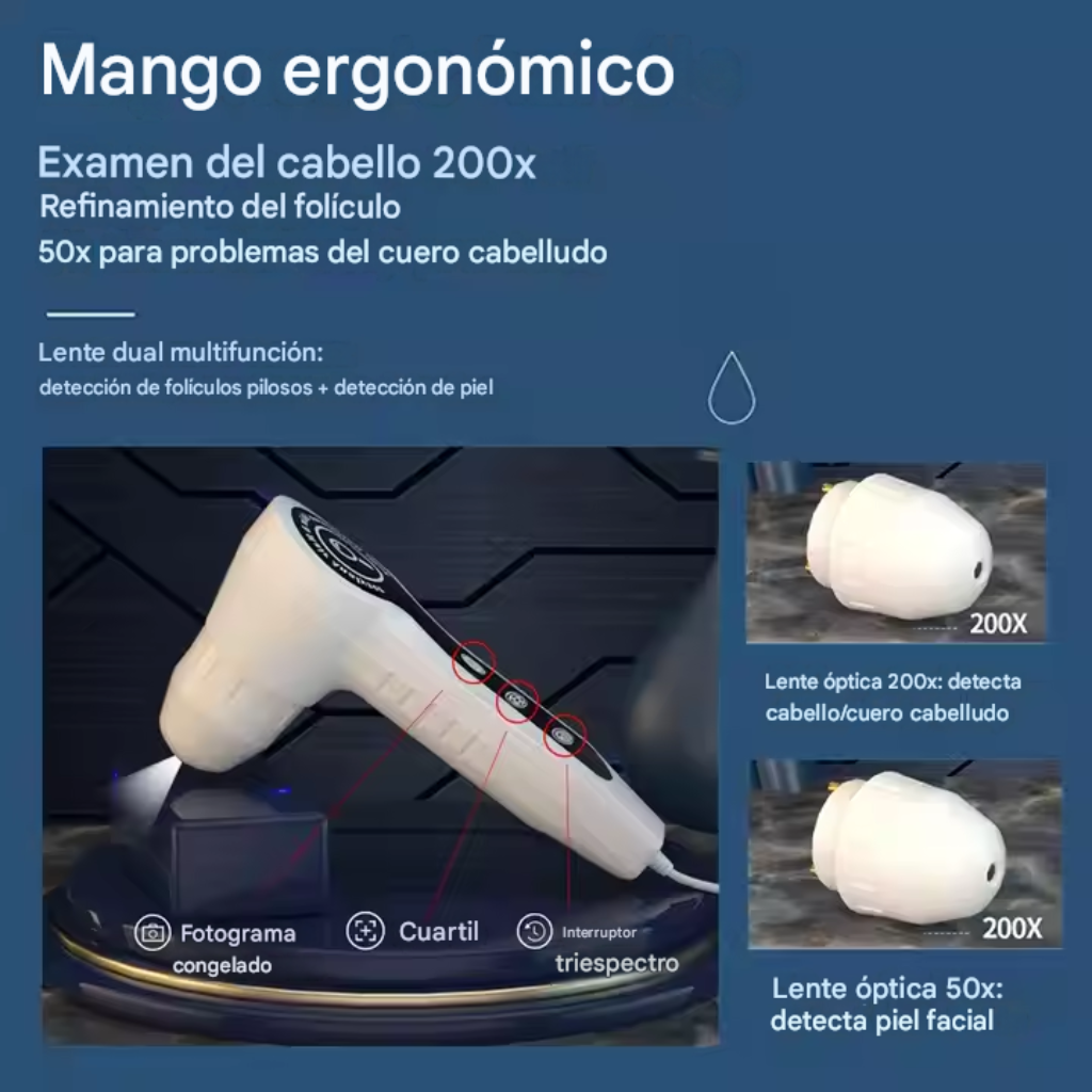 Analizador Profesional de Cabello y Cuero Cabelludo 4 Espectros BD-152A™