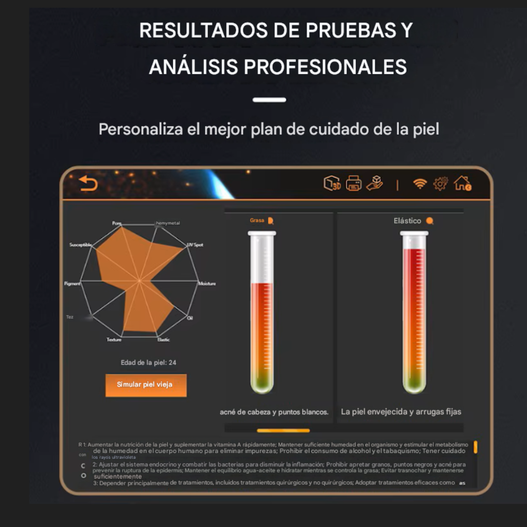 Analizador Inteligente de Piel Facial con IA y Pantalla Táctil™