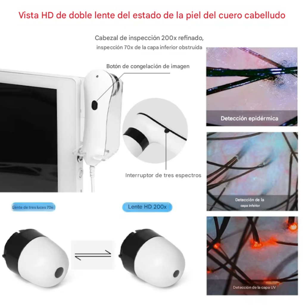 21 Tricoscopio Digital Inteligente Profesional para Análisis Capilar y Cuero Cabelludo MES-152™