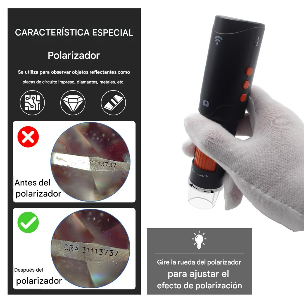 Dermatoscopio / Tricoscopio Digital WiFi Profesional DM023A-NC™