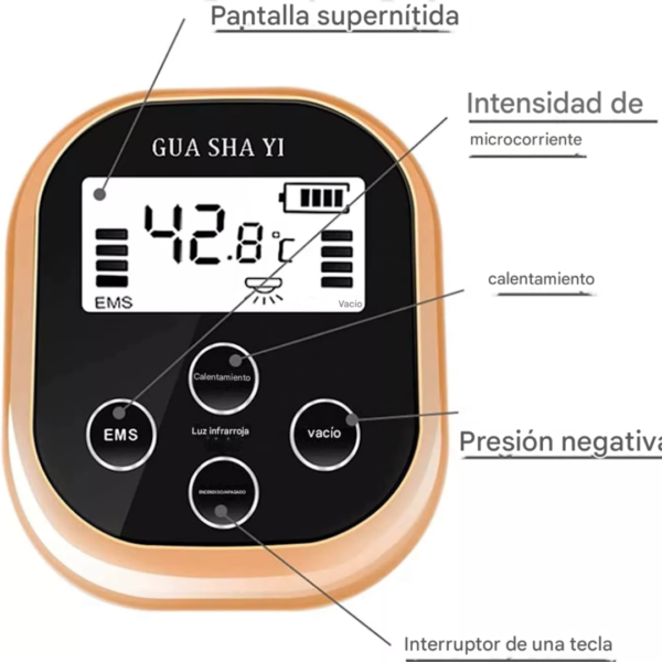 MASAJEADOR INTELIGENTE GUA SHA ELÉCTRICO 5 EN 1 (EMS + CALOR + VACÍO + LUZ ROJA)(TM)