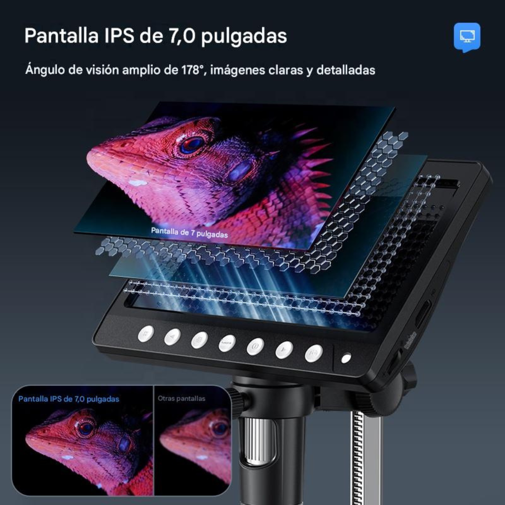 Microscopio Digital 1000X con Pantalla IPS HD™
