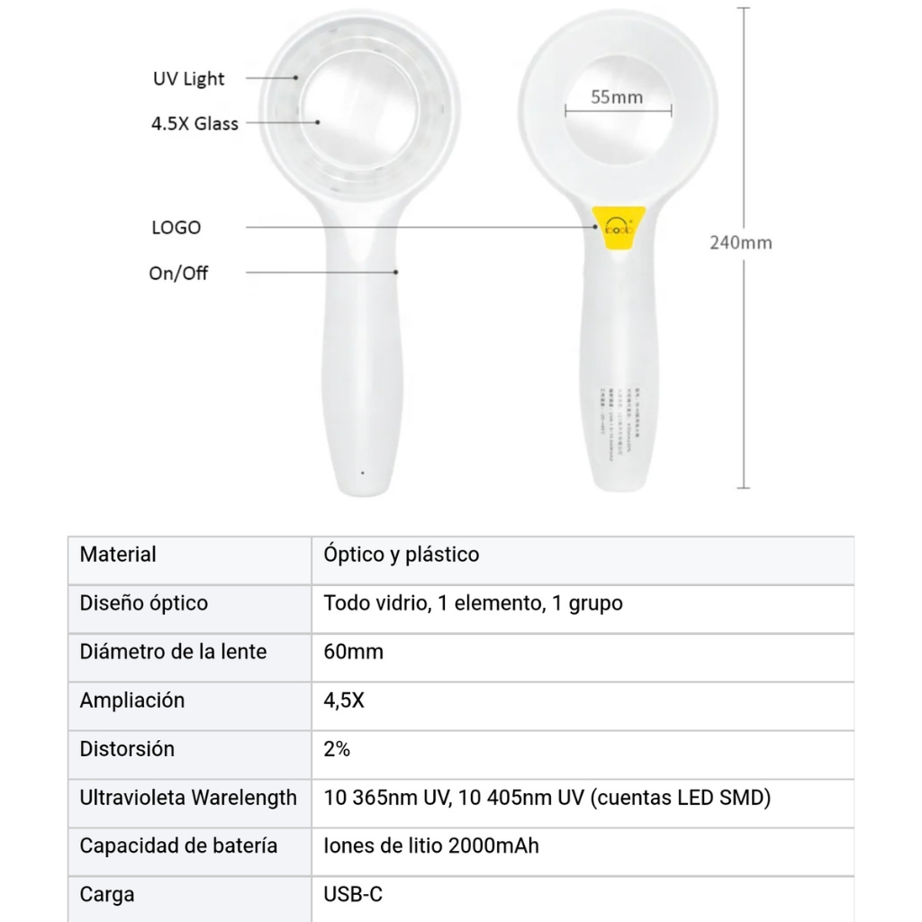 Lámpara Médica de Wood UV Profesional  GlowUp IBOOLO DE-315™