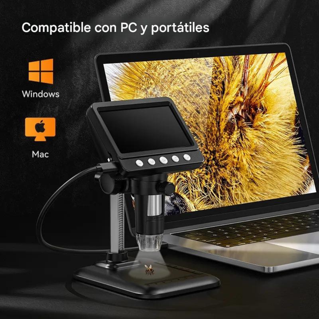 Microscopio Digital 1000X con Pantalla IPS HD™