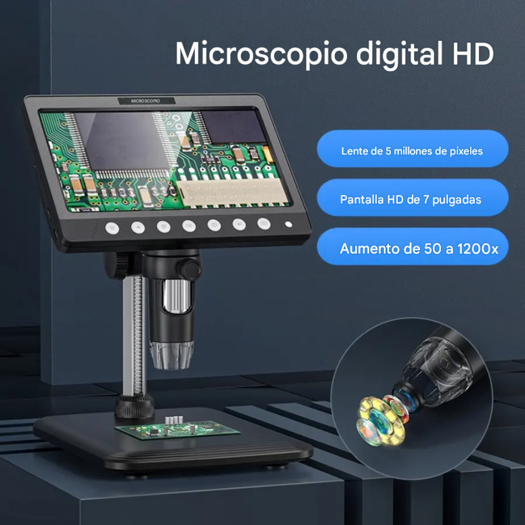 Microscopio Digital 1000X con Pantalla IPS HD™